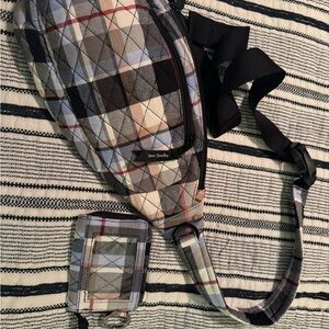 Vera Bradley Checkered Sling Bag - Black, Gray, and Blue w/matching wallet.